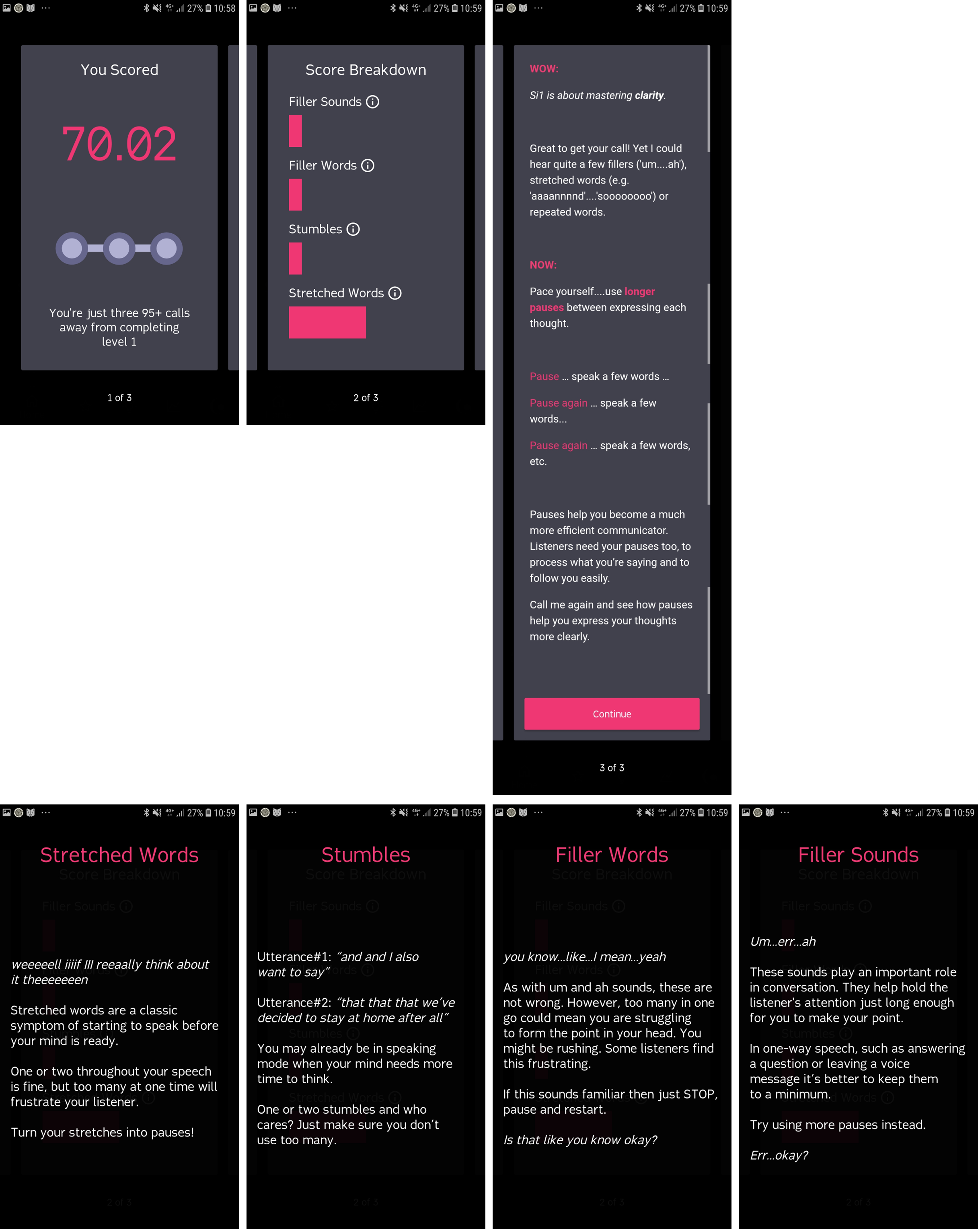 Redesigned feedback with visual scoring