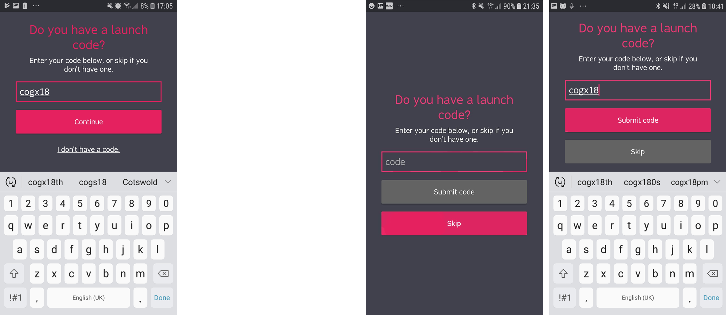 Promo code redesign with equal emphasis on skip and enter
